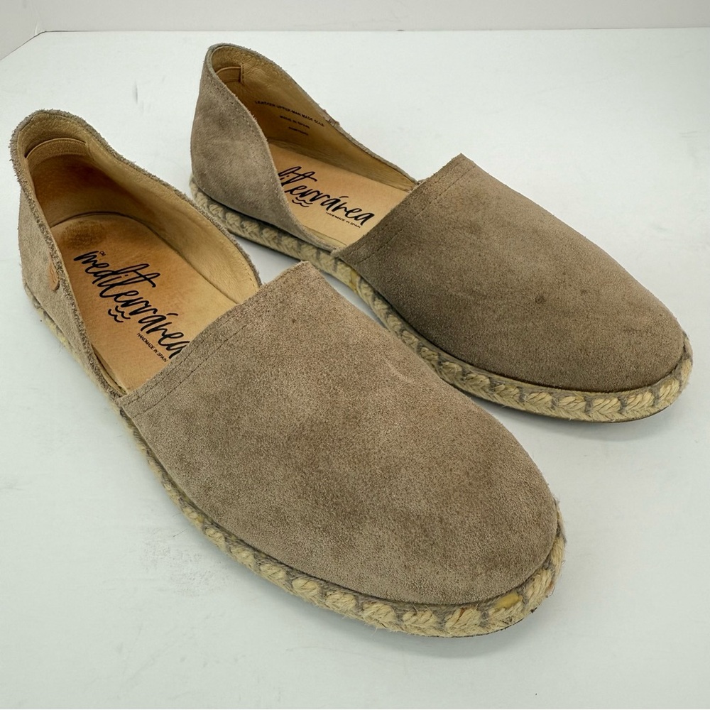 Mediterranea size 39/8.5 Women’s Tan Suede Leather Espadrille Flats Loafers